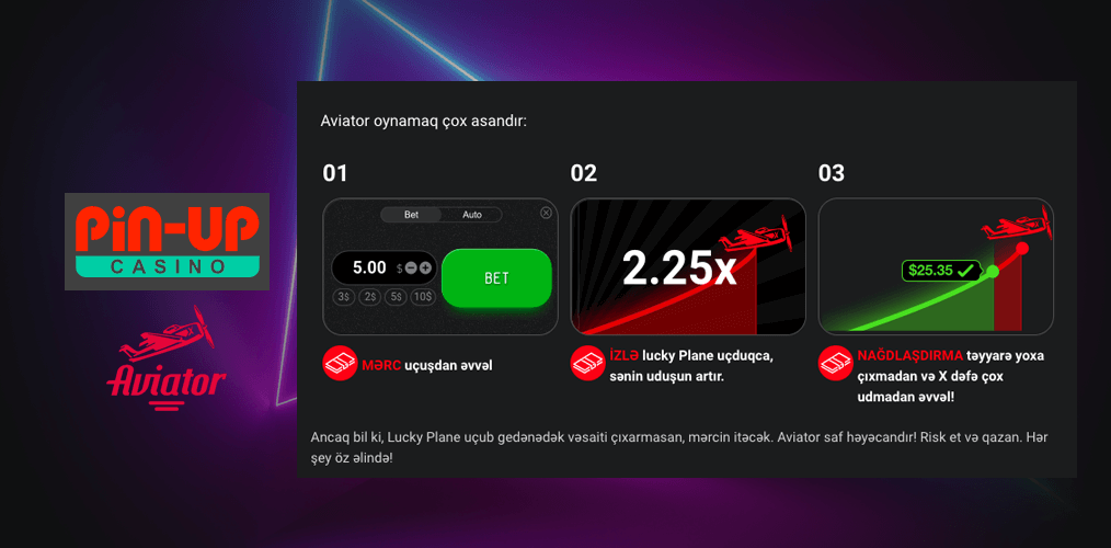 Pin Up Aviator oyun qaydaları